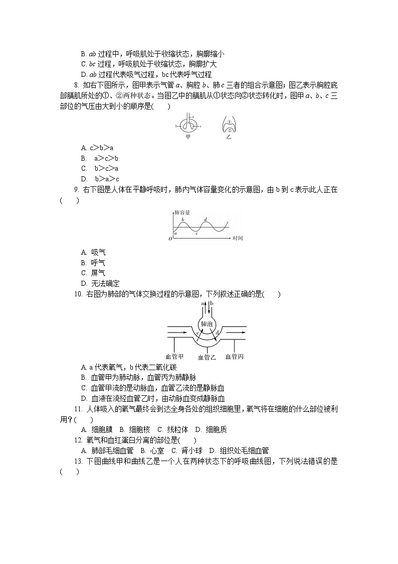 期中水平测试2 2020-2021学年七年级下学期生物期中考试试题（人教版）（word版 含答案）02