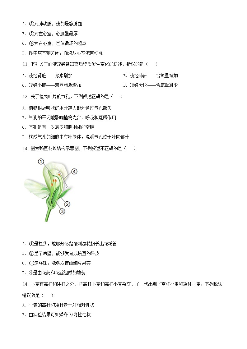 江西省2020年中考生物试题（原卷版＋解析版）03