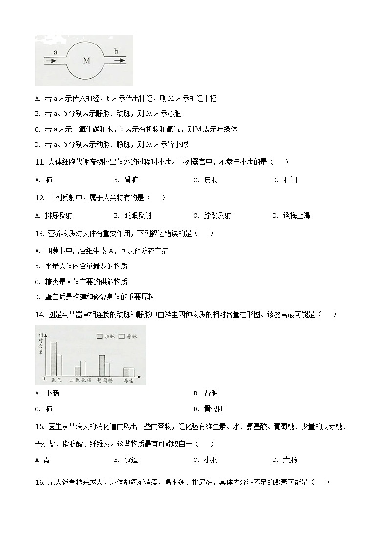 湖南省邵阳市2020年中考生物试题（原卷版＋解析版）03