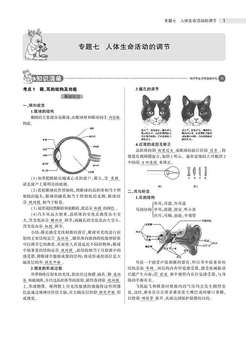 专题七 人体生命活动的调节01