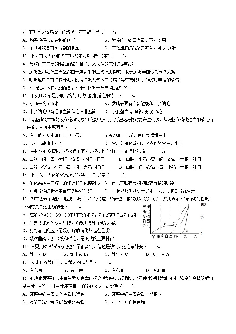 安徽省合肥市2020-2021学年七年级下学期期中考试生物试题（word版  含答案）02