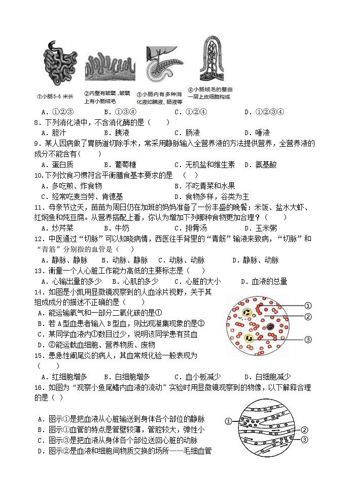 四川省邛崃市2020-2021学年七年级下期期中生物试题（含答案）02