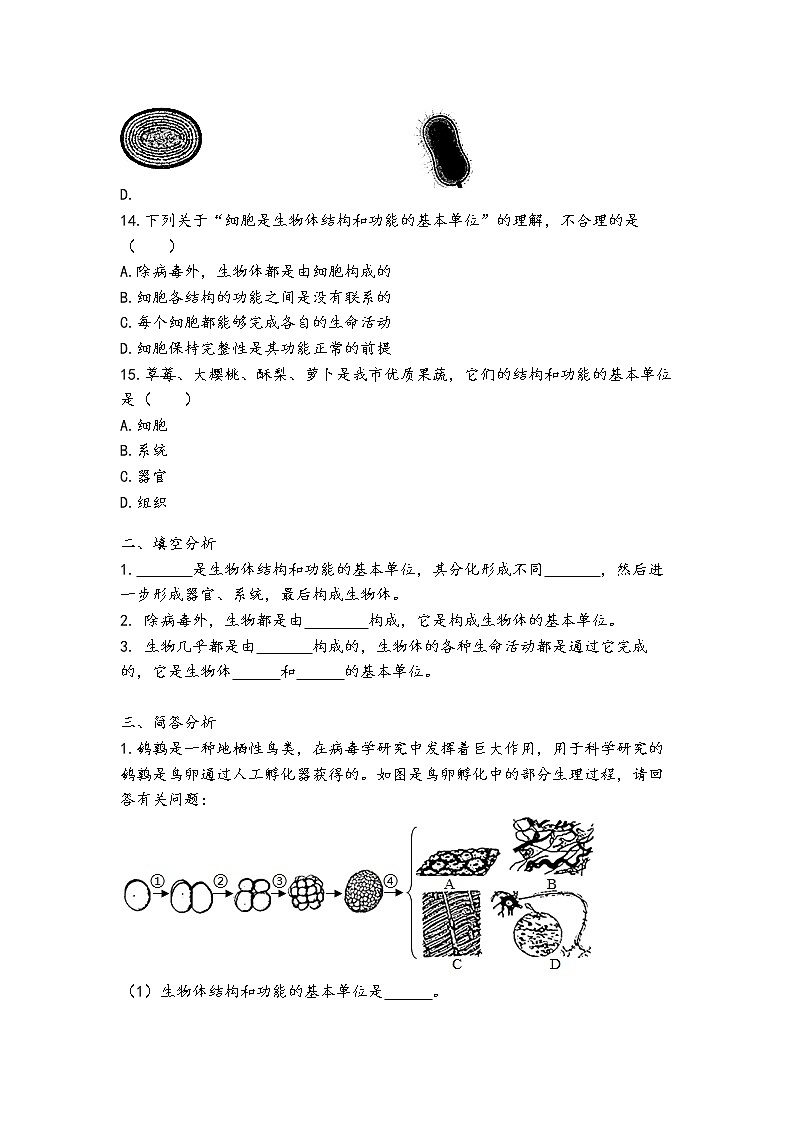 2021年山东淄博生物中考模拟试题（word版 含答案）03