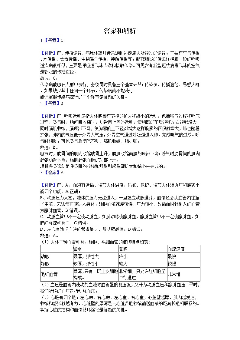 2020年宁夏中考生物试卷03