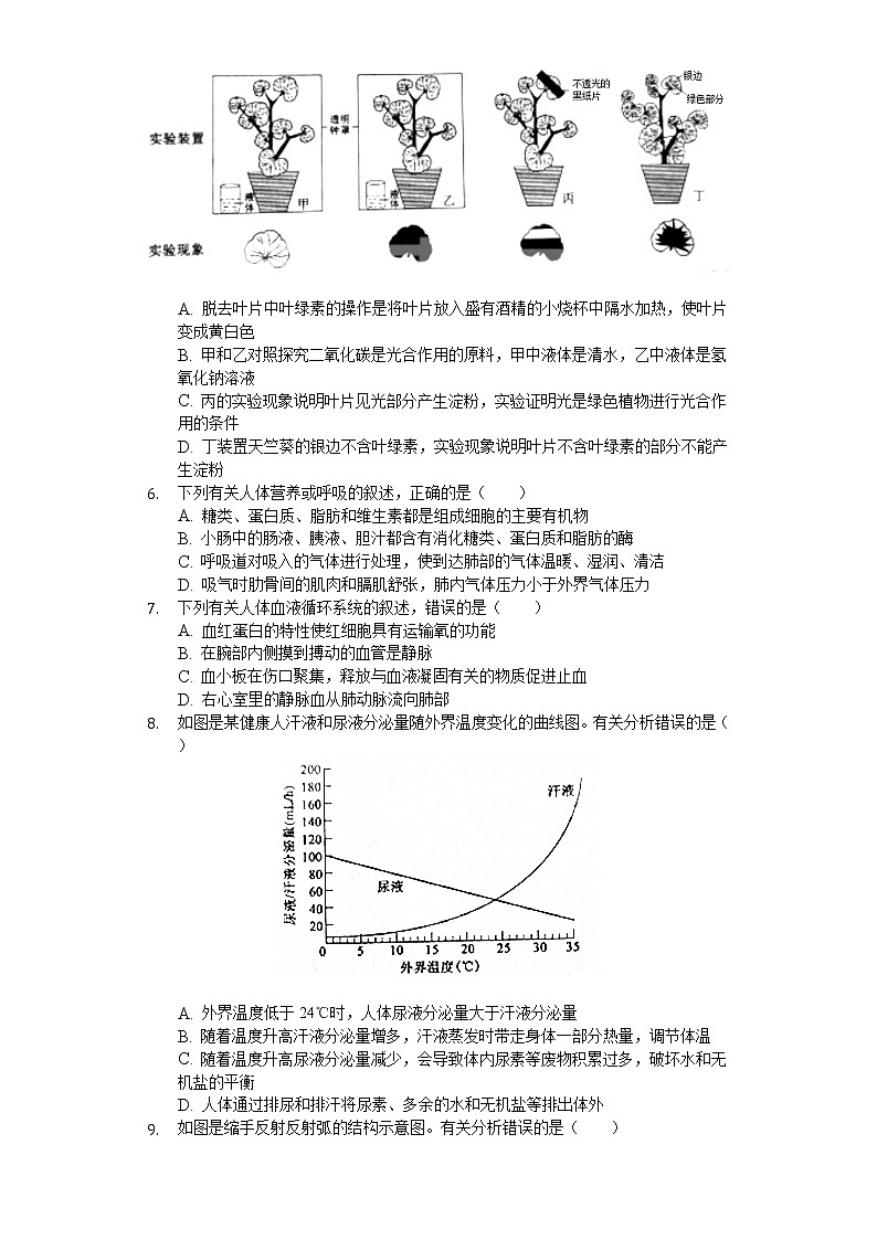 2020年山东省泰安市中考生物试卷02