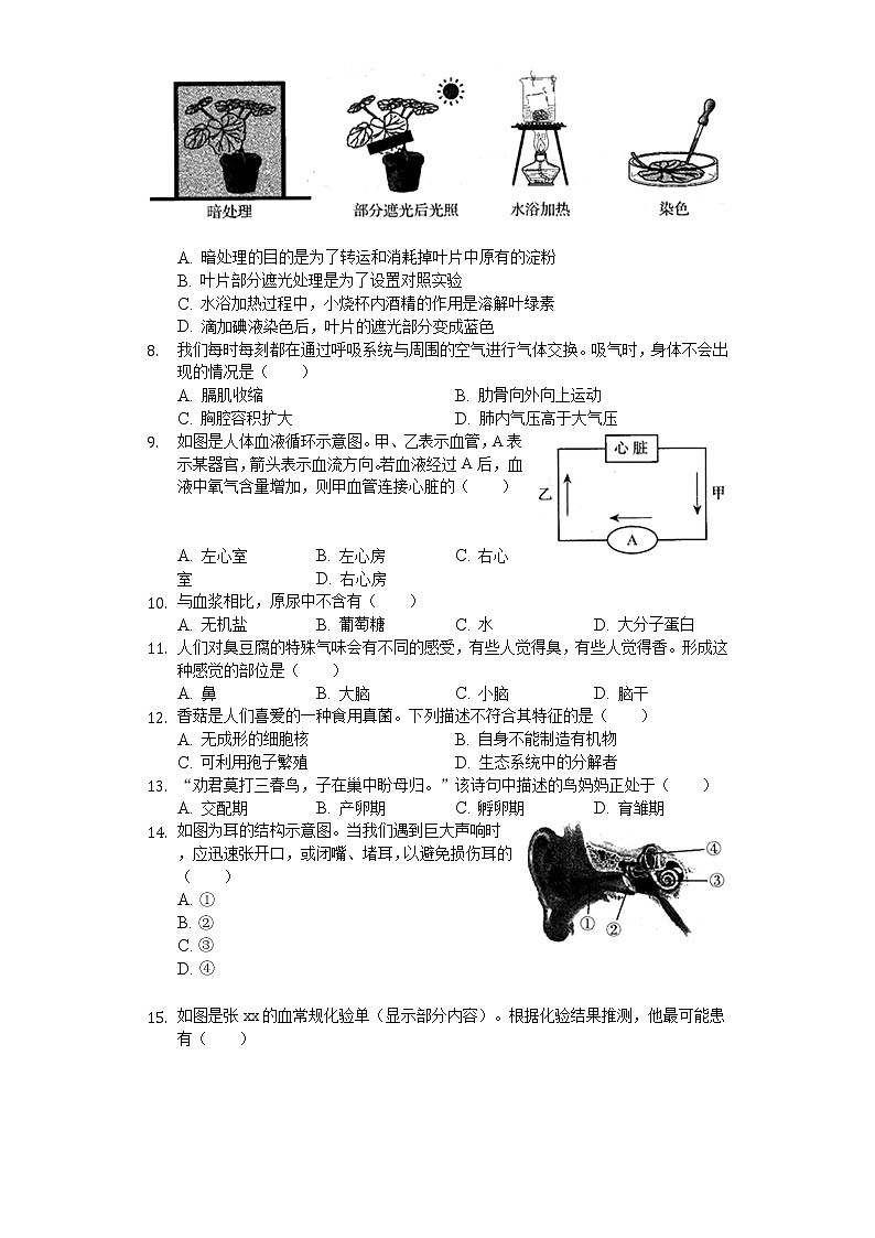2020年河南省中考生物试卷02