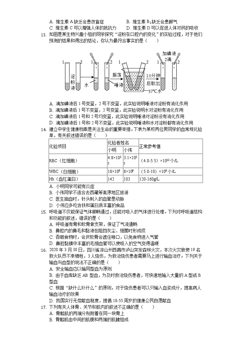 2020年山东省临沂市中考生物试卷03