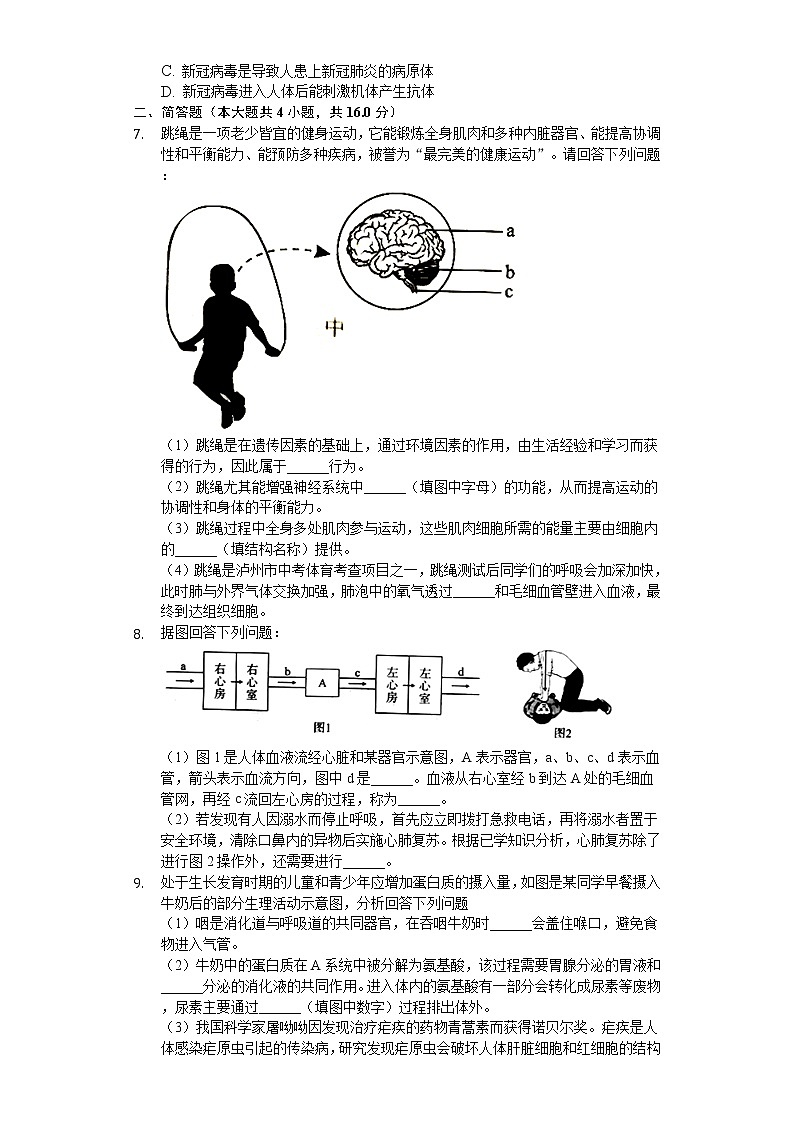 2020年四川省泸州市中考生物试卷02