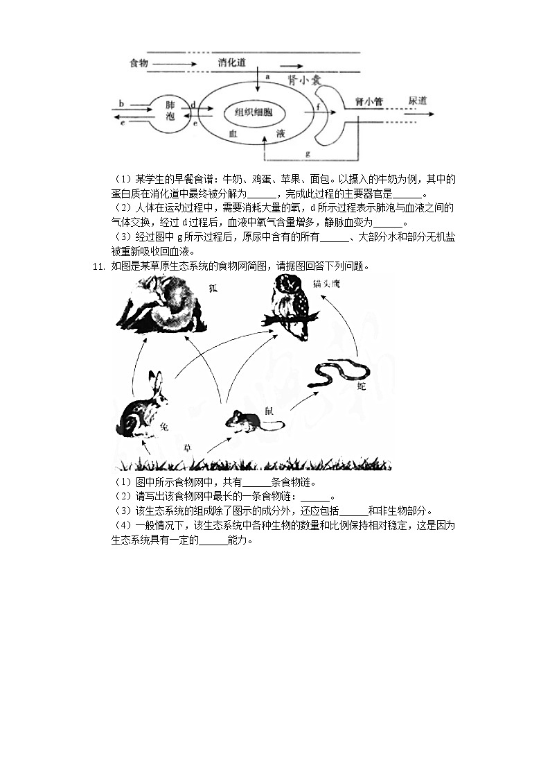 2020年湖北省荆门市中考生物试卷03
