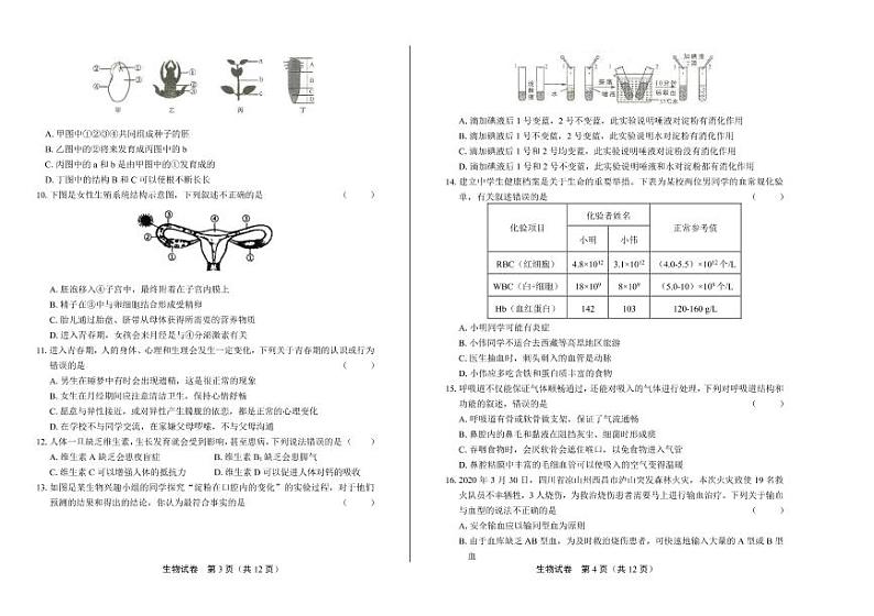 2020年山东省临沂中考生物试卷附答案解析02