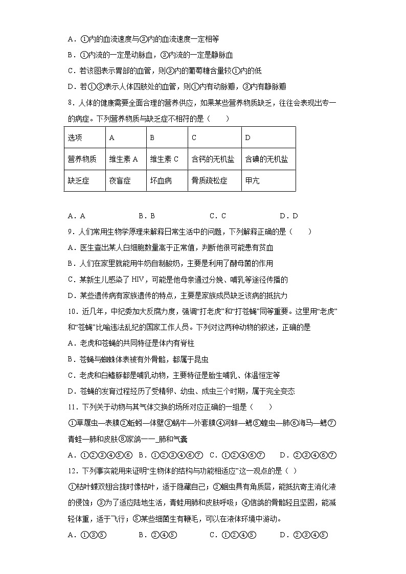 2021年山东省泰安市肥城市中考一模生物试题（word版 含答案）03