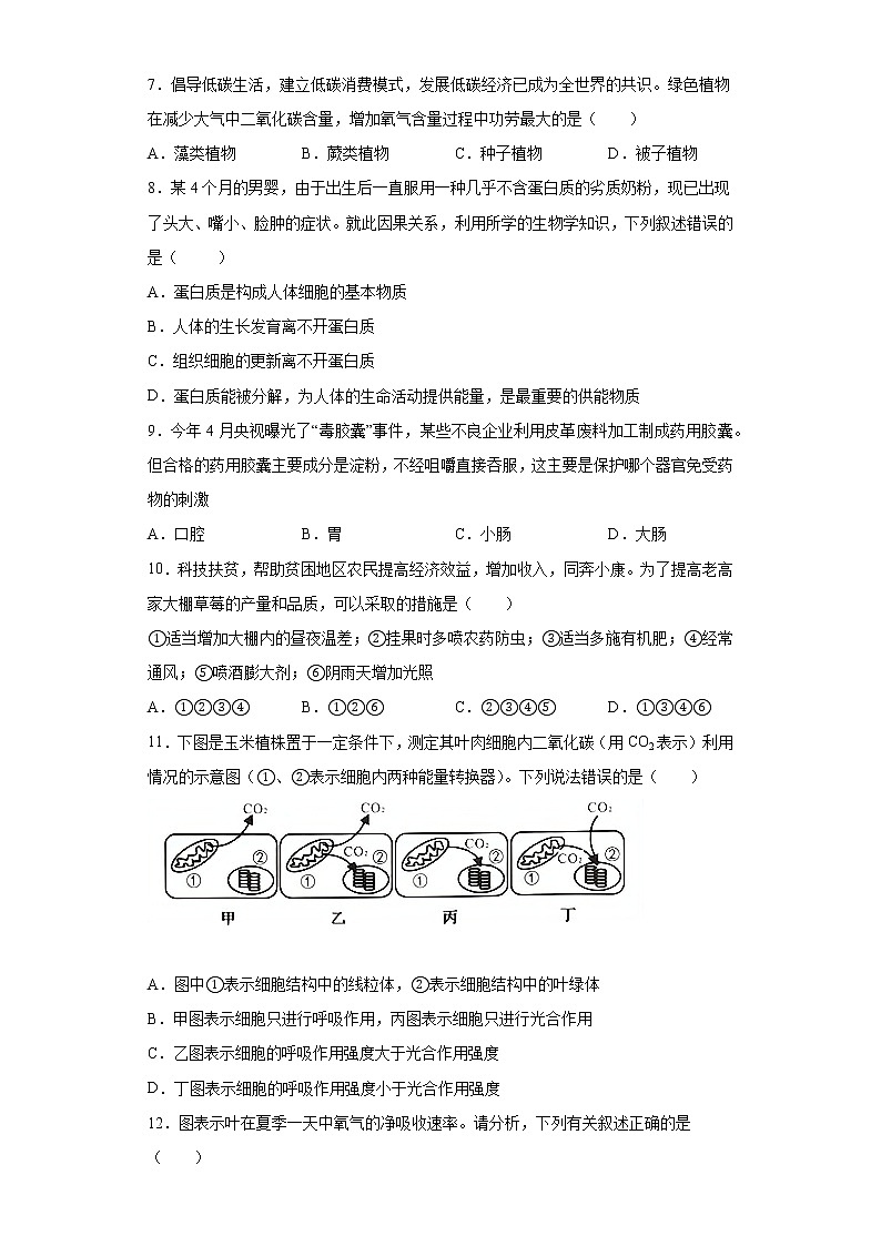 2021年山东省枣庄市峄城区中考一模生物试题（word版 含答案）02