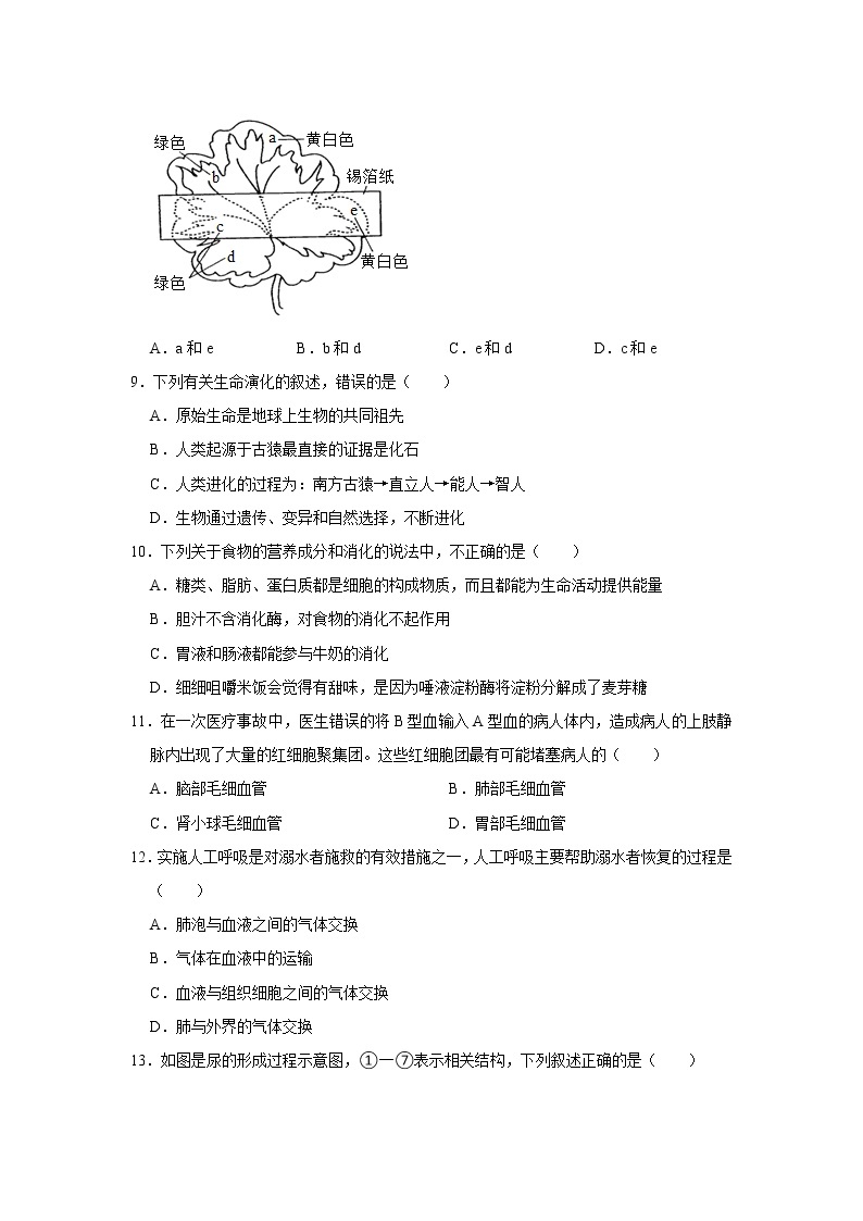 2021年广东省中考生物模拟试卷（2）解析版03