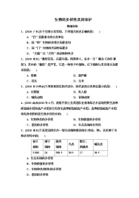 2021年湖南省长沙市中考生物考点过关训练：生物的多样性及其保护（含答案）