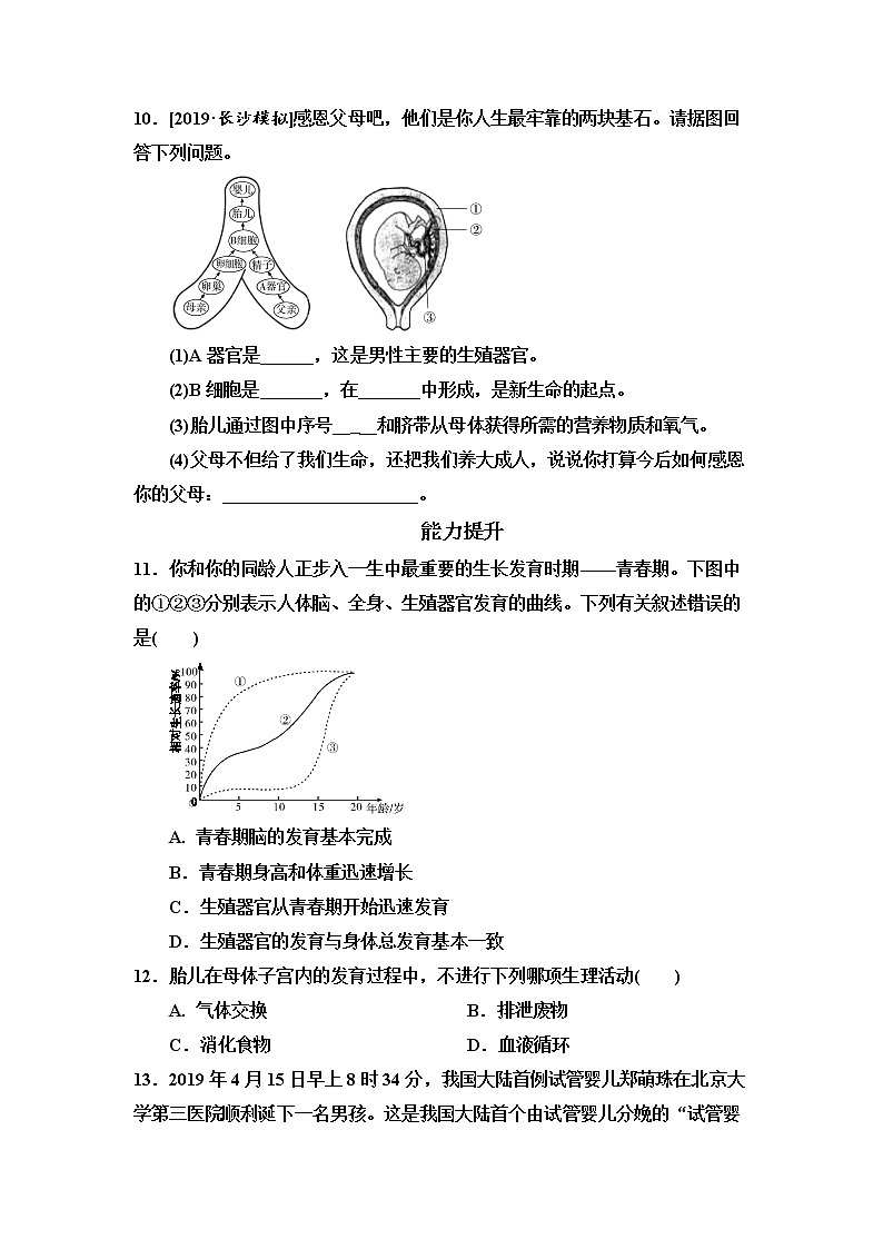 2021年湖南省长沙市中考生物考点过关训练：人的由来及人类活动对生物圈的影响（含答案）03