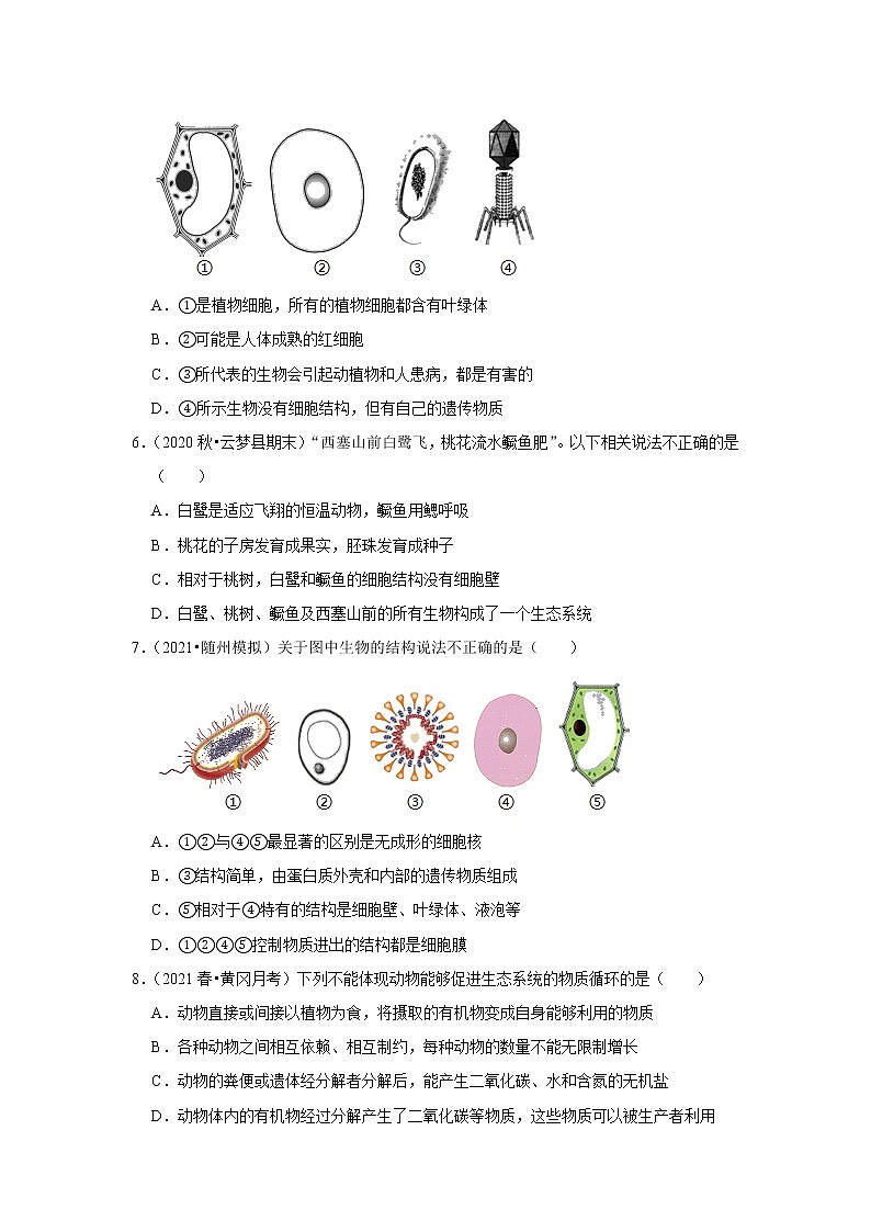 2021年湖北中考生物复习专练——专题15生物多样性02