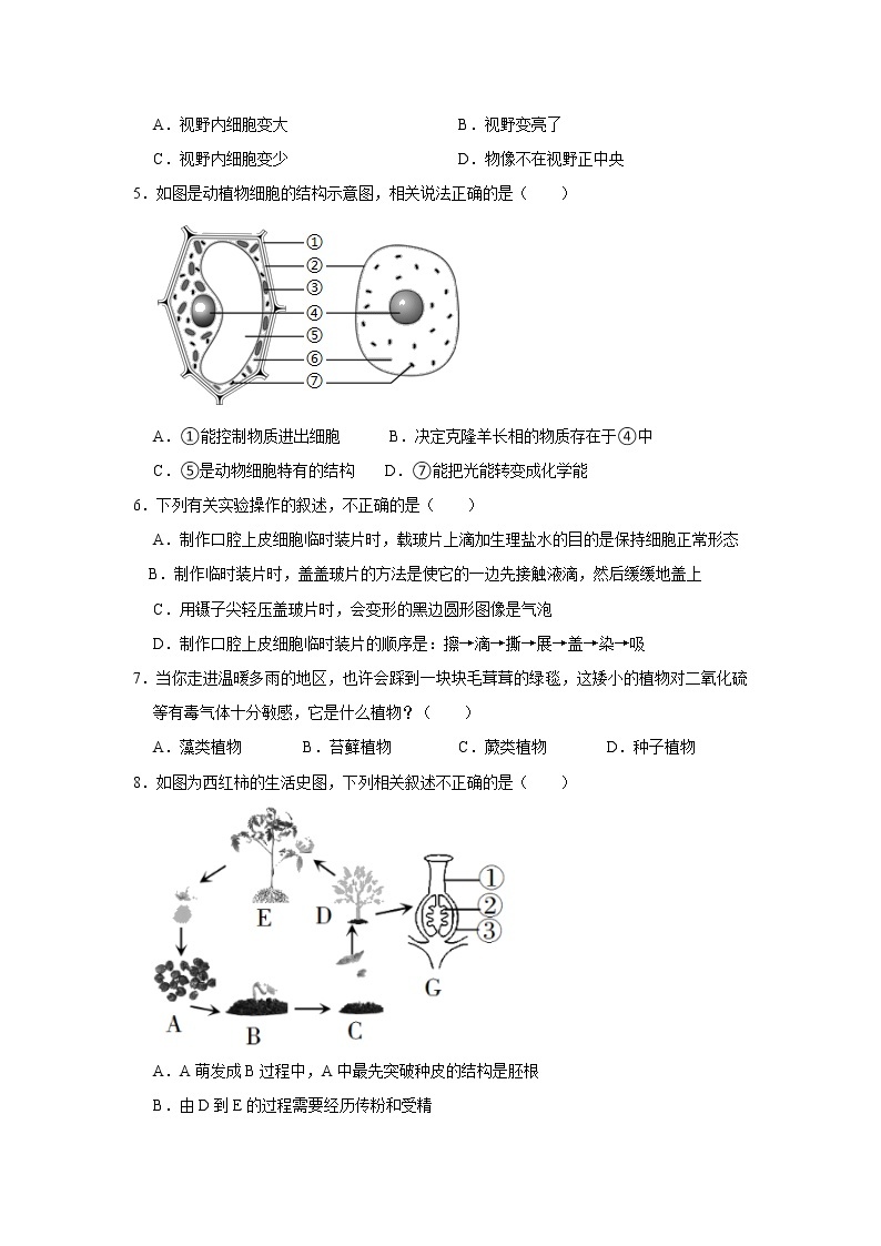 2021年广东省中考生物模拟试卷（4）解析版02