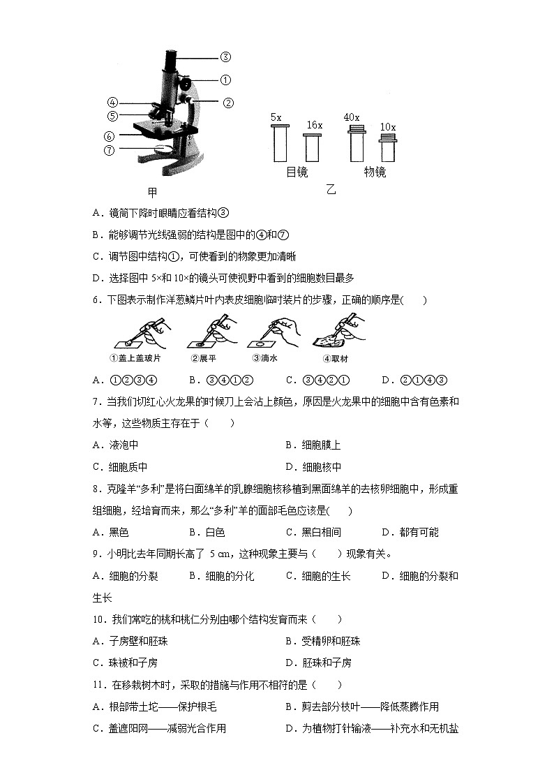 2021年云南省昆明市禄劝彝族苗族自治县中考一模生物试题（word版 含答案）02