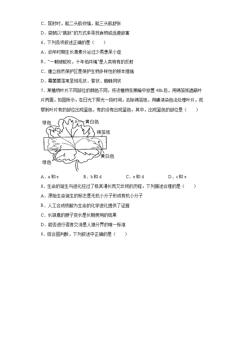 2021年辽宁省锦州市黑山县中考一模生物试题（word版 含答案）02