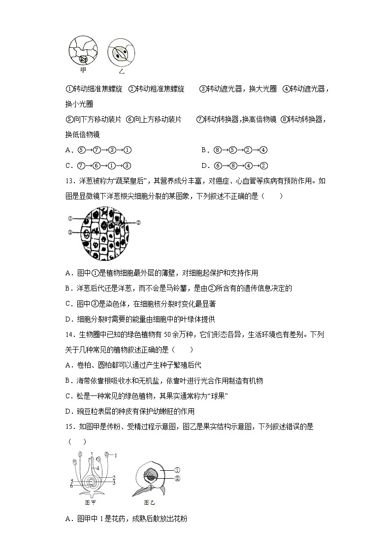2021年山东省日照市东港区初中学业水平考试模拟试题--生物试题（word版 含答案）03