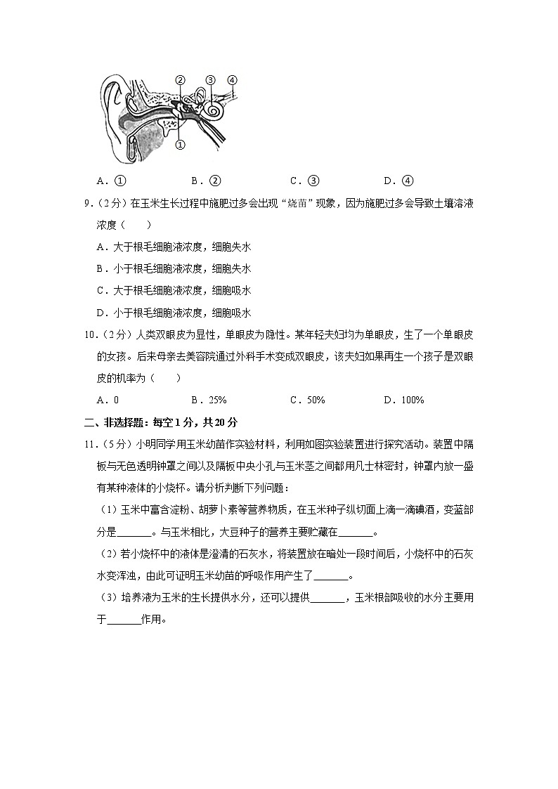 2020年江苏省徐州市中考生物模拟试卷03