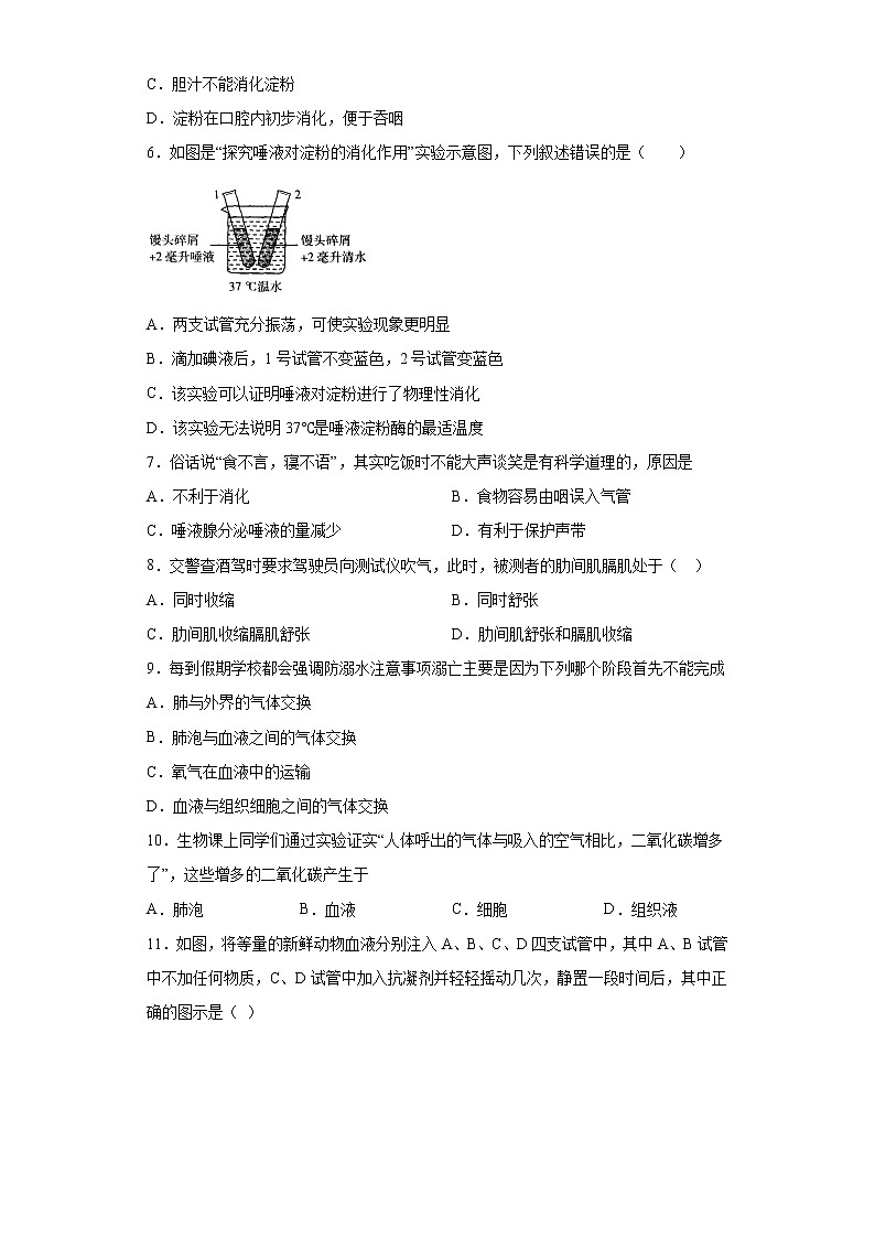 2021年山东省德州市禹城市中考一模生物试题（word版含答案）02