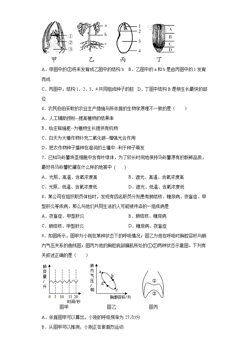2021年山东省淄博市桓台区中考二模生物试题（word版 含答案）02