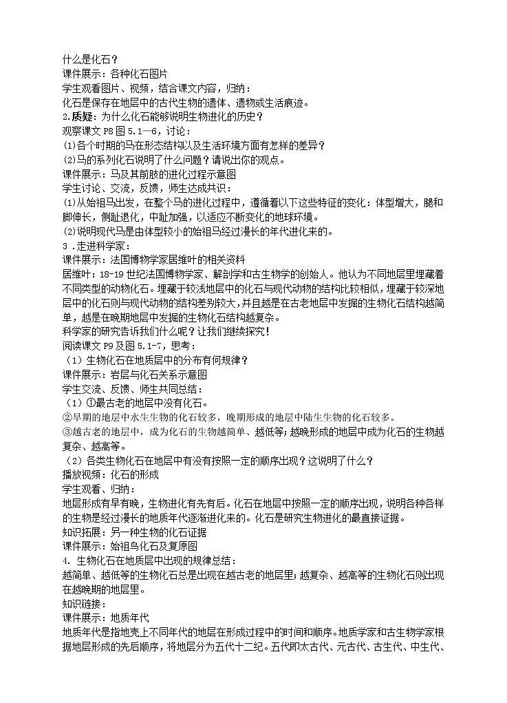 济南版生物八年级下册 5.1.2 生物进化的证据教案02