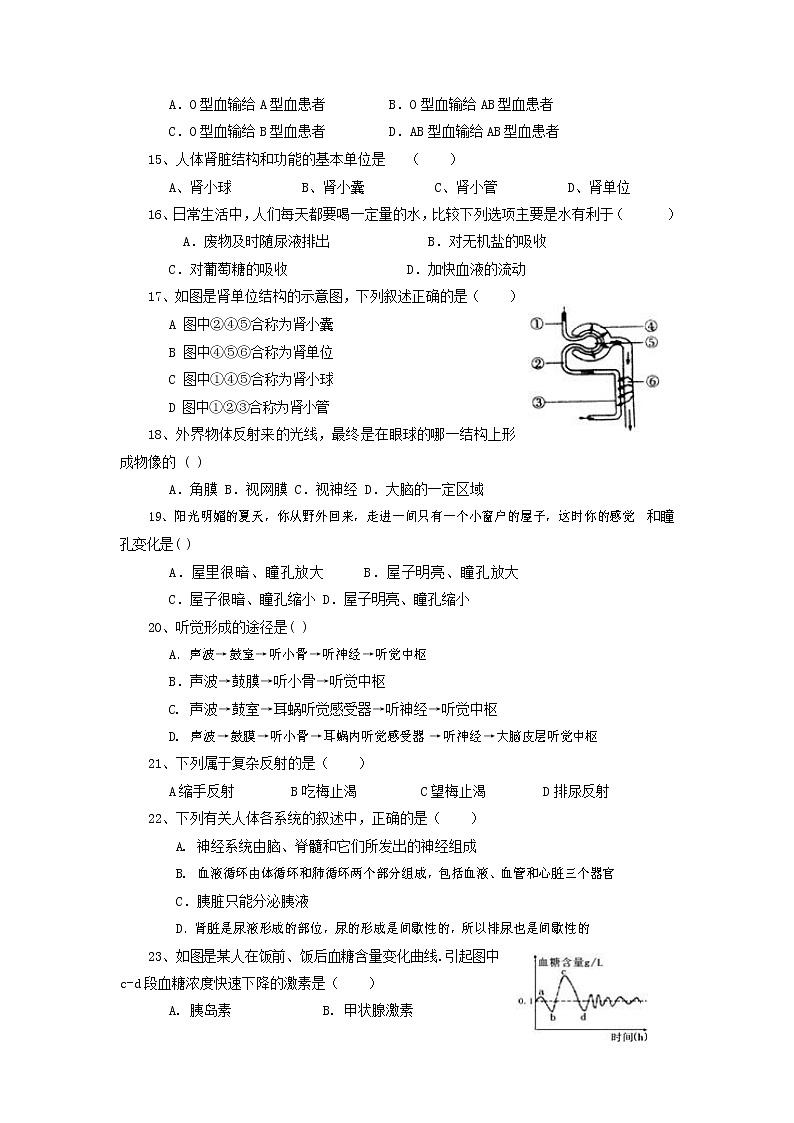人教版七年级生物下册期末检测试题试卷及答案第3页