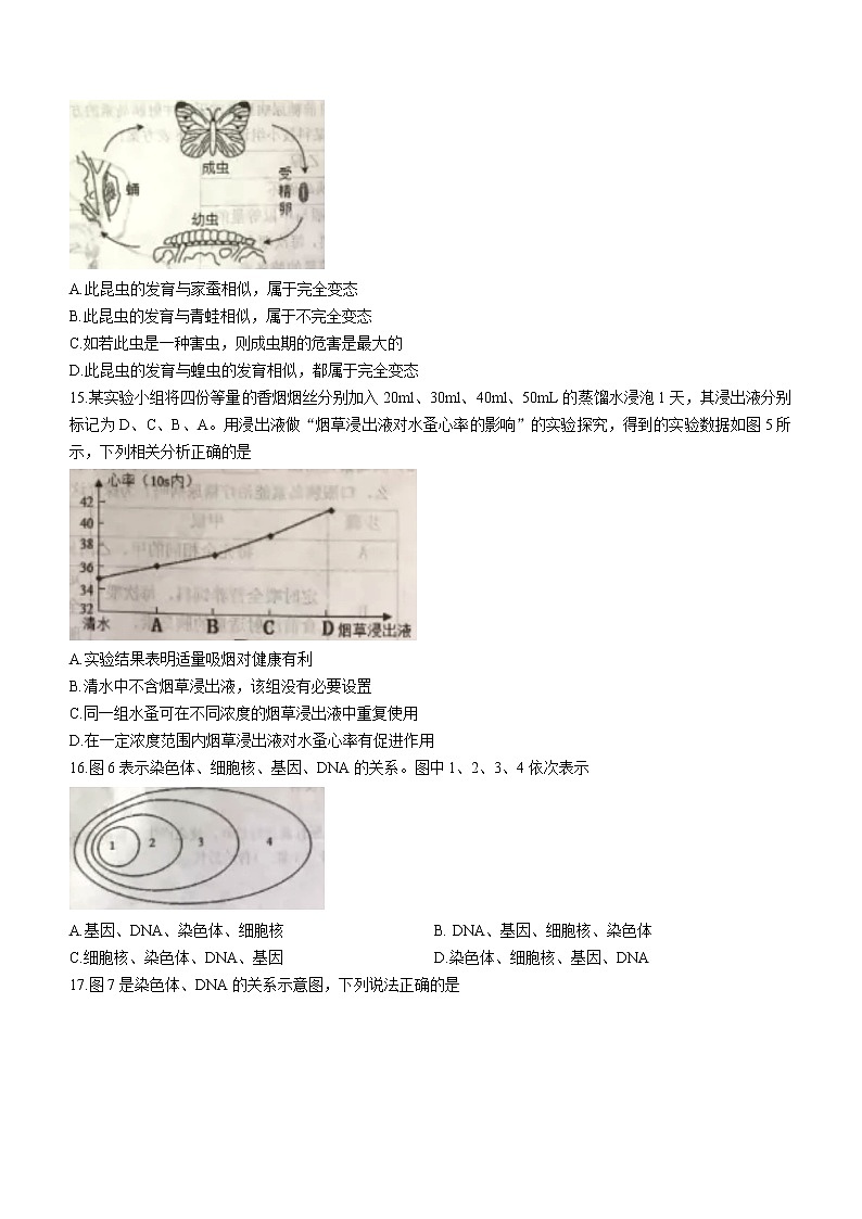 重庆市黔江区2021年中考生物试题（word版 含答案）03