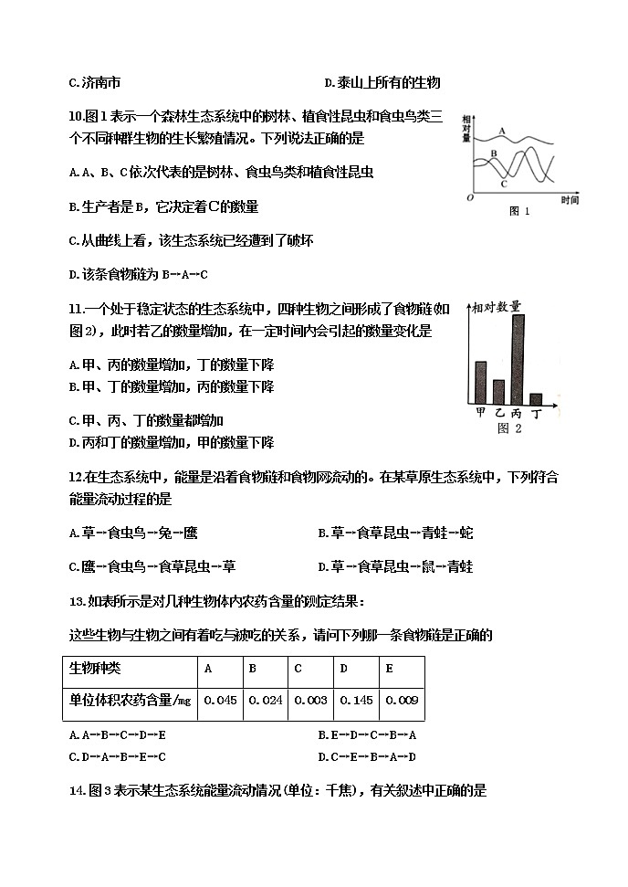 山东省东营市河口区（五四制）2020-2021学年六年级上学期期末考试生物试题（word版 含答案）03