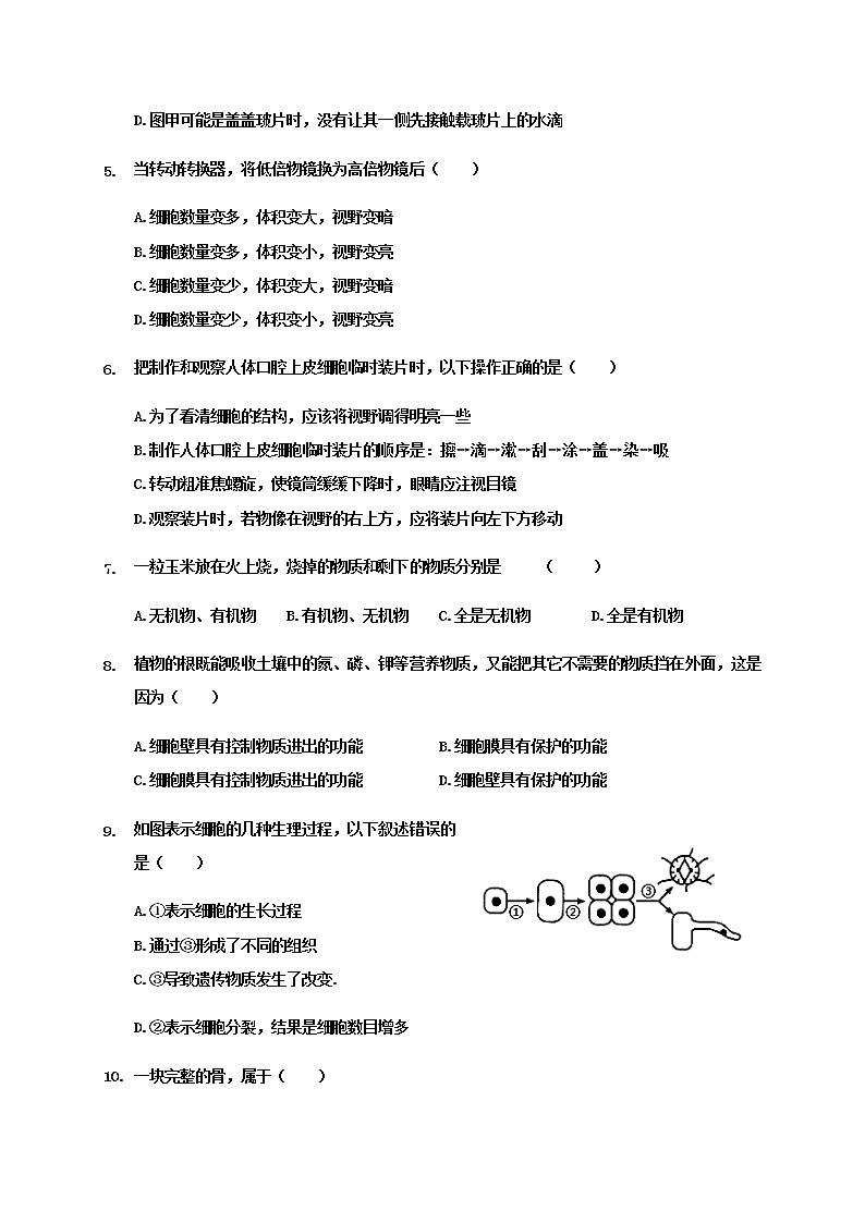 山东省聊城临清市2020-2021学年七年级上学期期末考试生物试题（word版 含答案）02