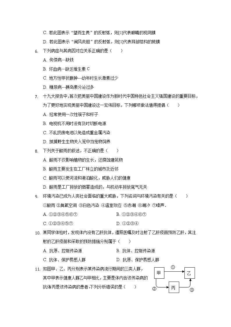 山东省新泰市2020--2021学年七年级下学期生物期末仿真训练二（word版 含答案）02
