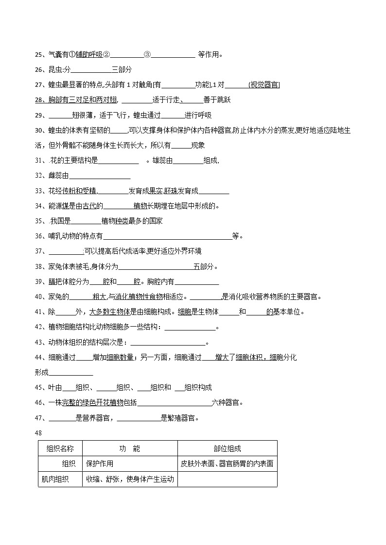 江苏省宿迁市沭阳县2020-2021学年七年级苏科版生物下册期末模拟题（含答案）02