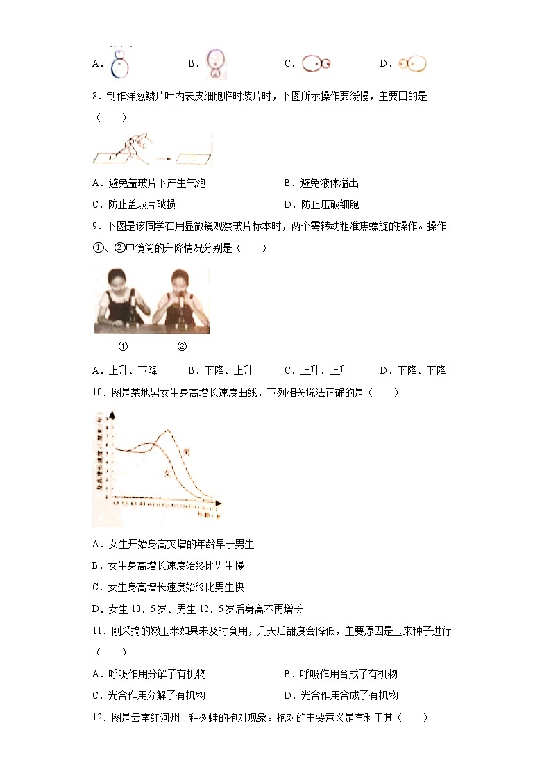 山西省晋中市2021年中考生物试题真题及答案（word版）02