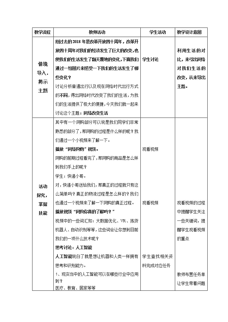 2.1 网络改变生活 教案02