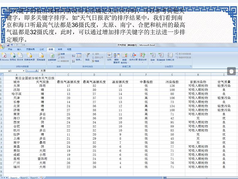 任务一 数据排序 课件07