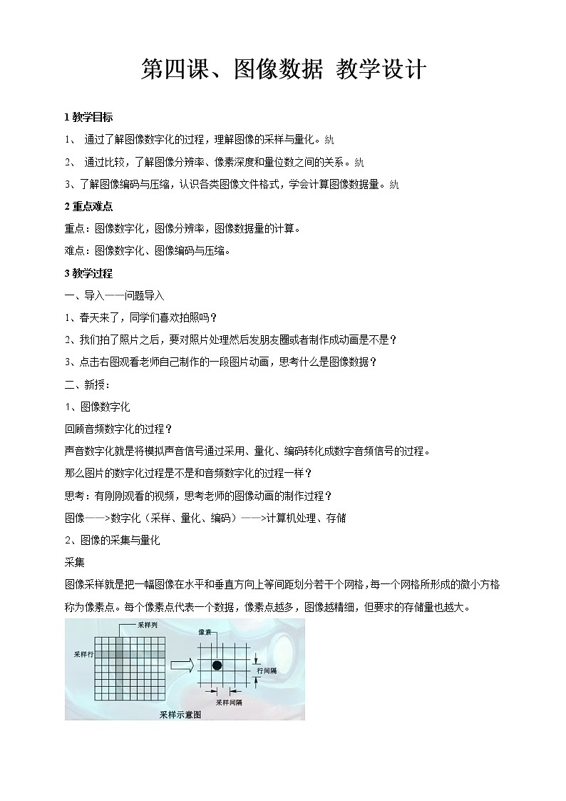 浙教版2020信息技术七下：第四课、图像数据课件+教学设计+视频01