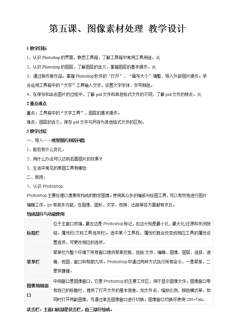 浙教版2020信息技术七下：第五课、图像素材处理课件+教学设计+素材01