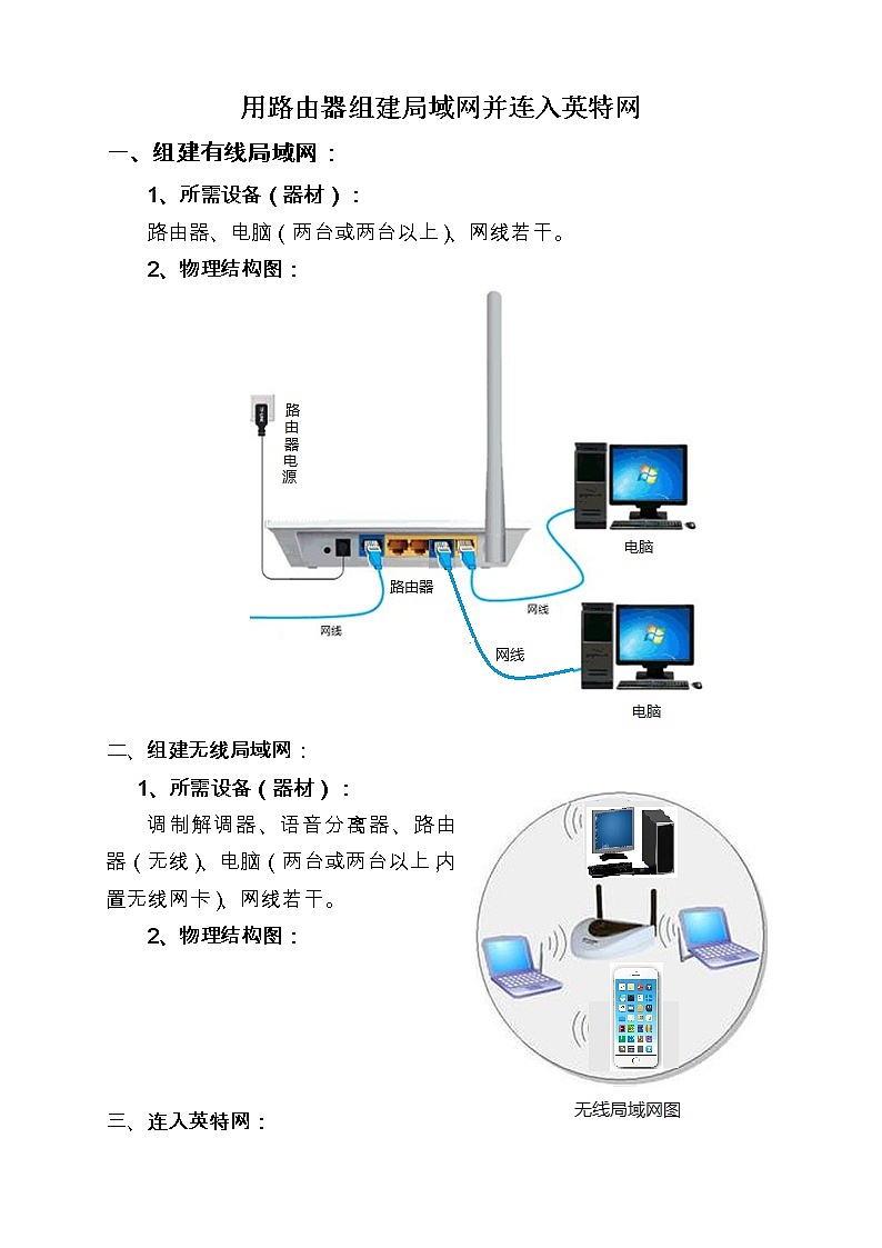 人教（蒙教版）七下信息技术 1.3.5用路由器组建局域网 导学案教案01