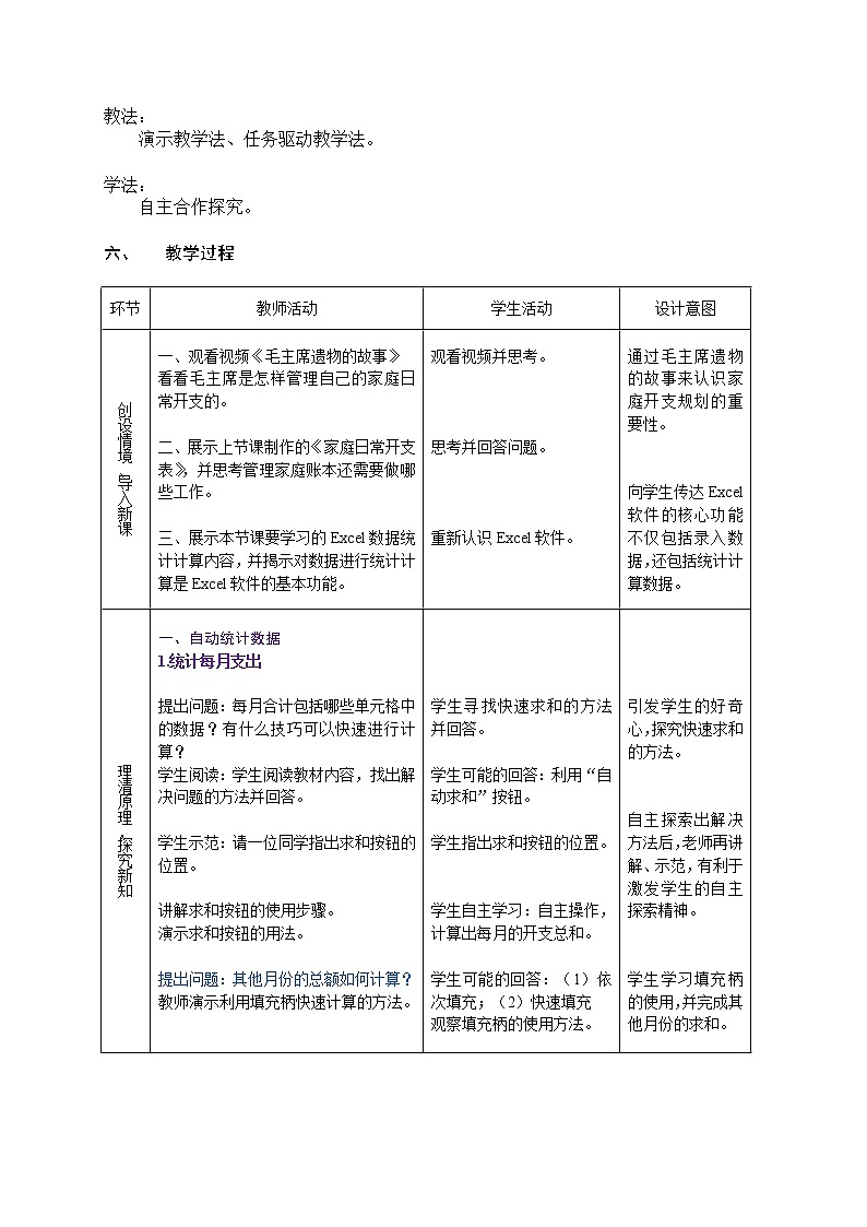 科学版七下信息技术 4.2家庭开支细打算 教案第2页