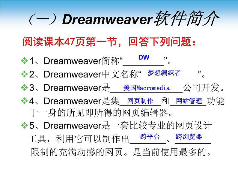 苏科版（2018）八年级全册信息技术 3.2.2认识Dreamweaver 课件第5页