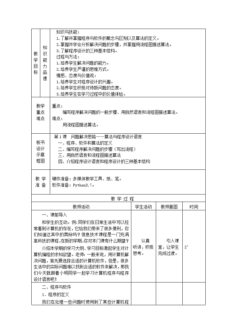 南方版信息技术八年级上册 1 问题解决思路 教案02