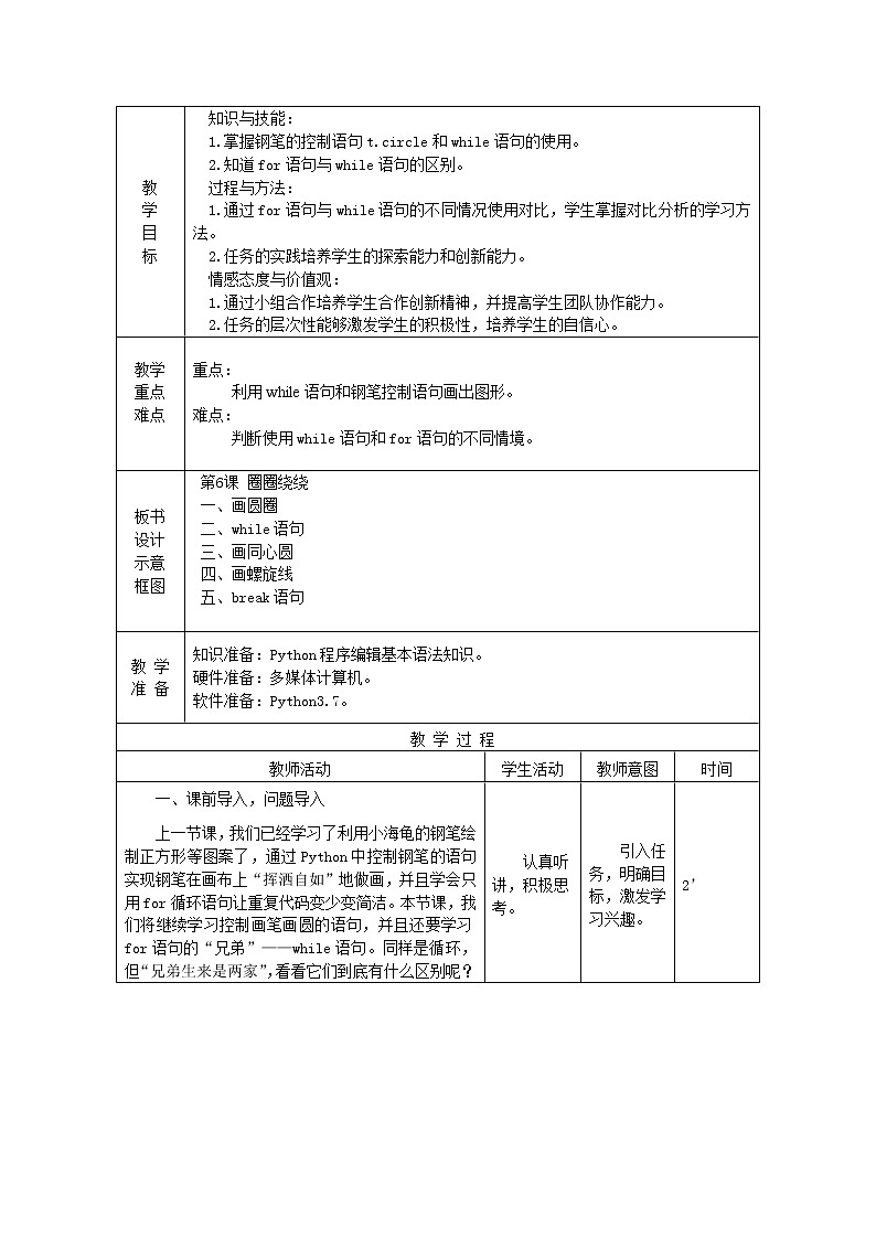南方版信息技术八年级上册 6 圈圈绕绕 教案第2页