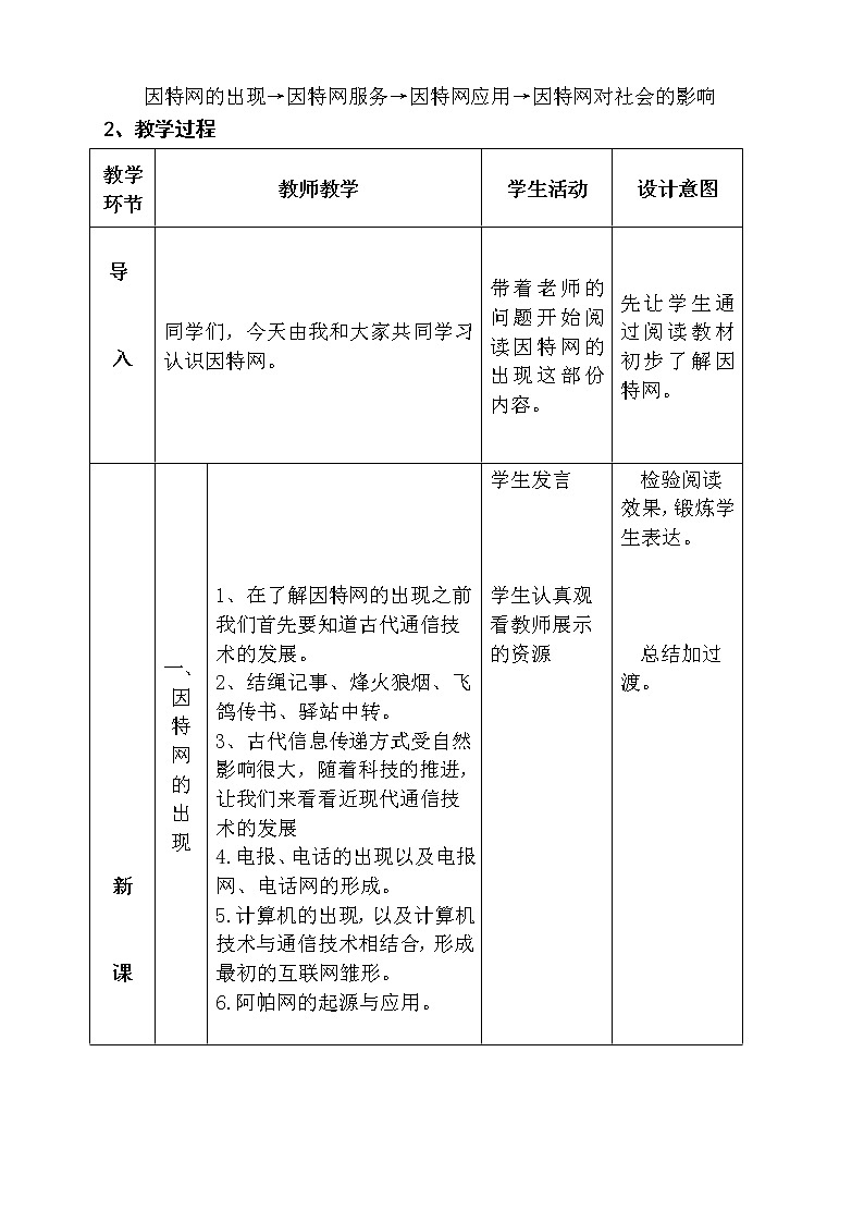 人教（蒙教版）七下信息技术 1.1认识因特网 教案02