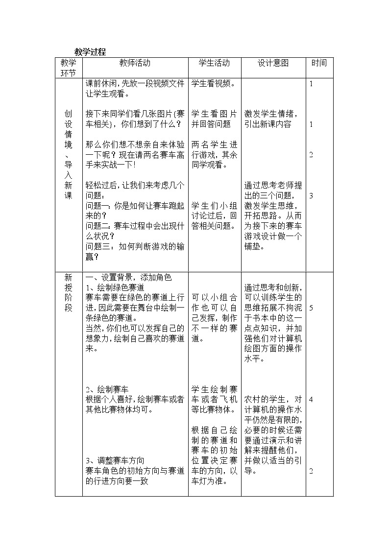 大连版七年级下册信息技术 8.双人赛车--循环结构与选择结构 教案第2页
