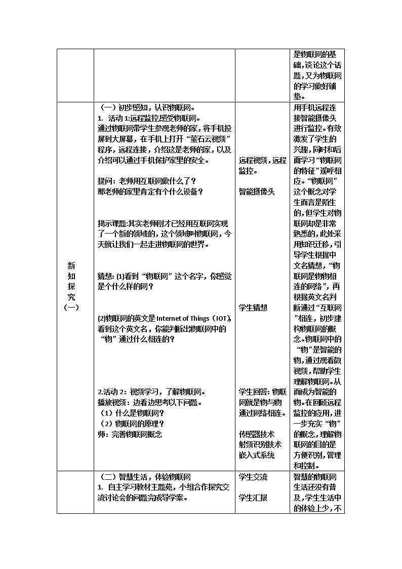 科学版八下信息技术 第四单元 活动2 物联网络连万物 教案02