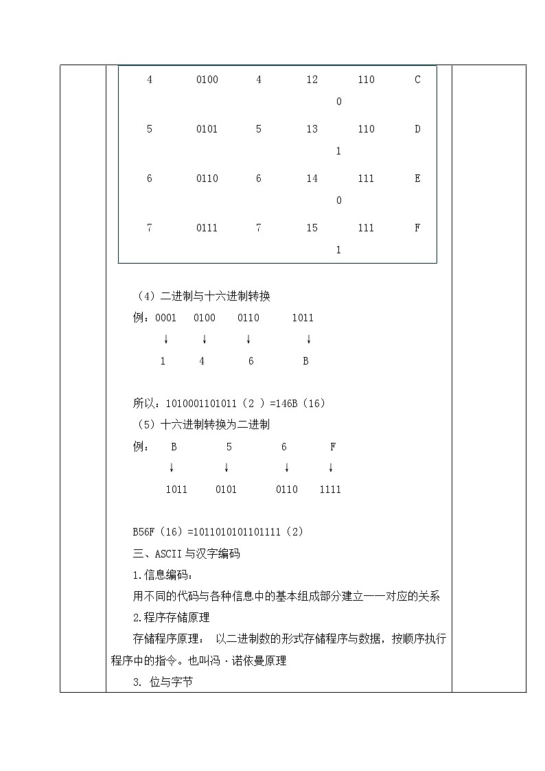 人教蒙教版七年级信息技术上册教学设计：1.3进制与编码第3页