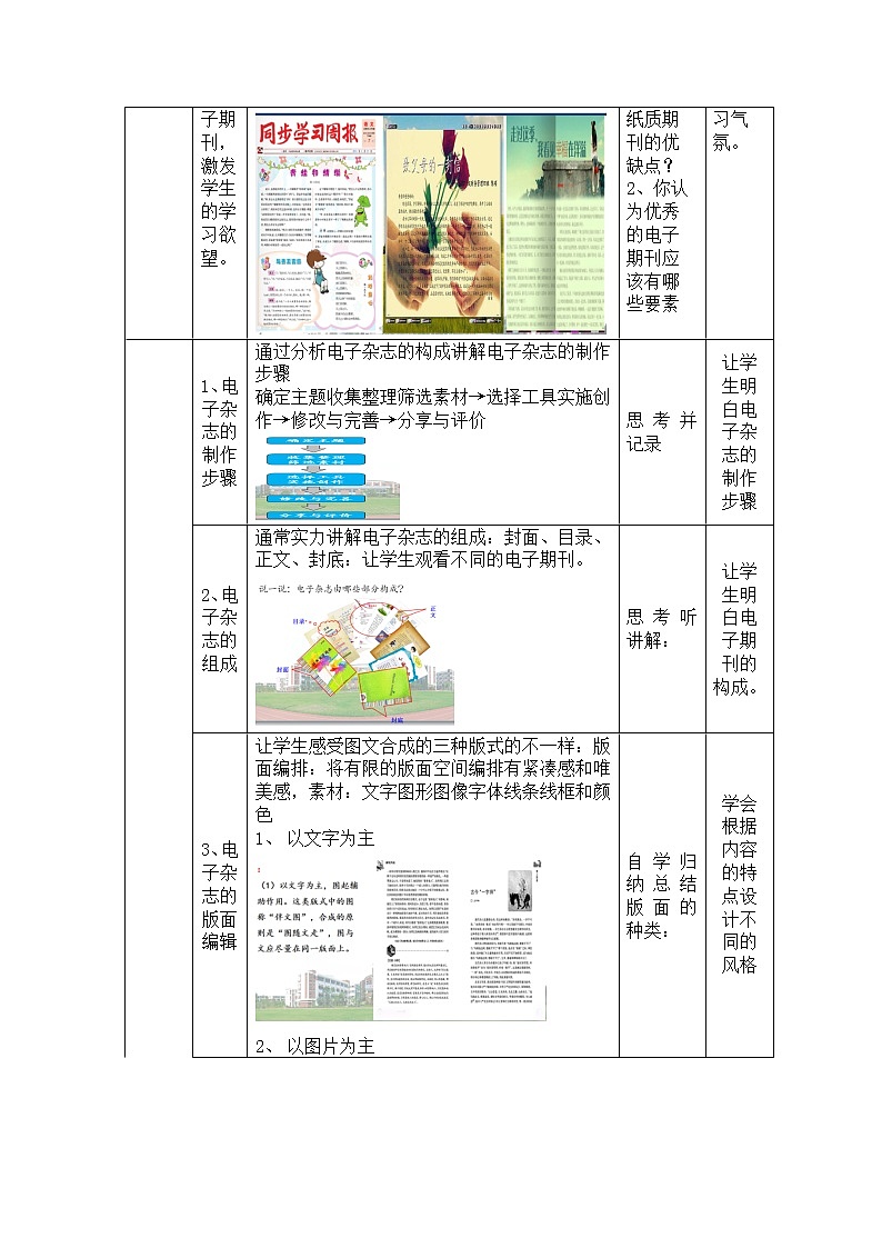 滇人版信息技术七上 第5课 电子杂志的规划 教案02