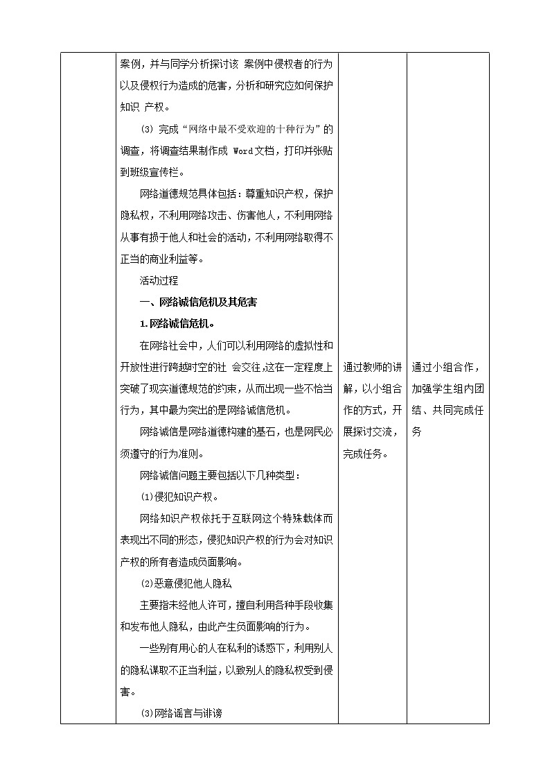 湘电子版八下1.3网络道德 课件PPT+教案02